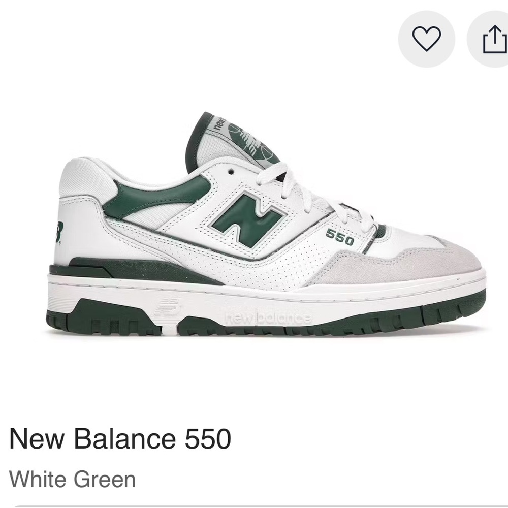New Balance 550 White and Green Sneakers